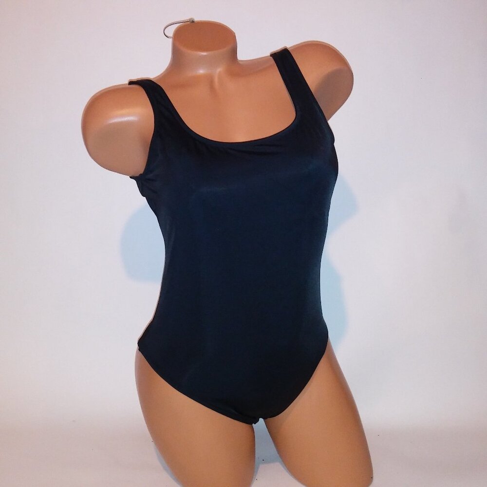 Victoria Secret PINK One Piece Swim Medium Solid Black Low Back Removable Paddin